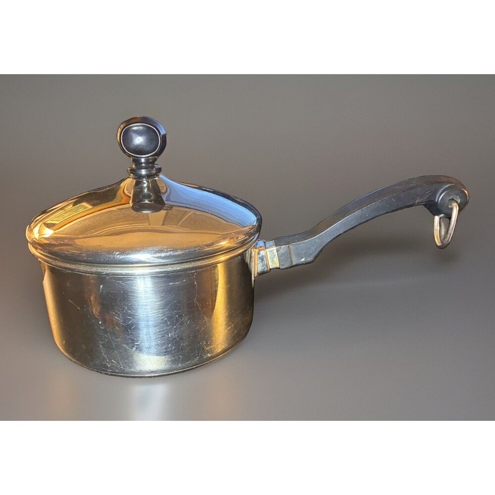 Vintage Farberware 1 Quart Stainless Steel Aluminum Clad Saucepan Pot & Lid USA